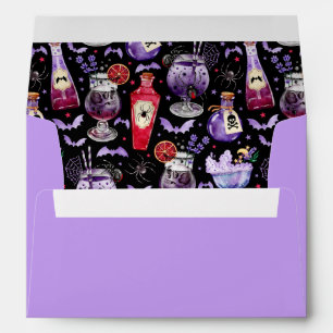 Halloween Cocktail Party Purple, Red and Black Envelope