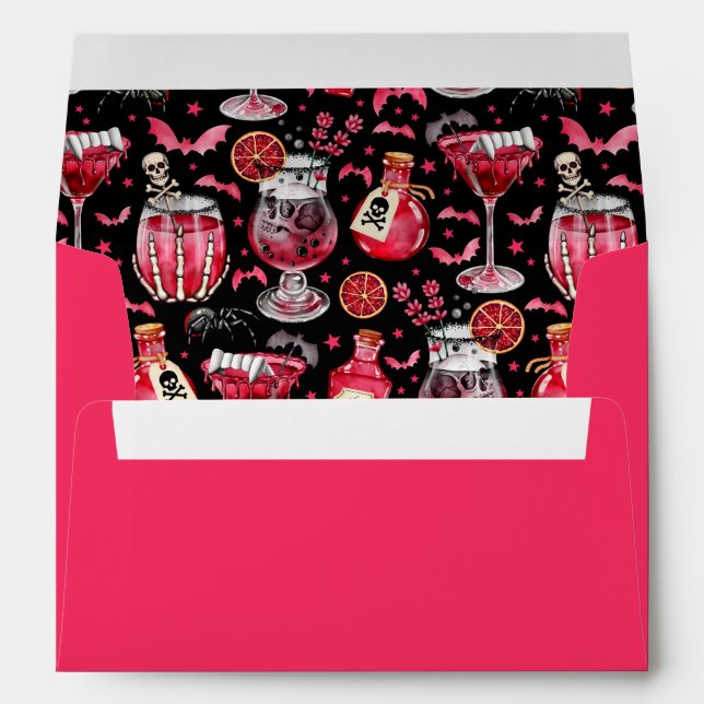 Halloween Cocktail Party Red and Black Envelope (Back (Bottom))