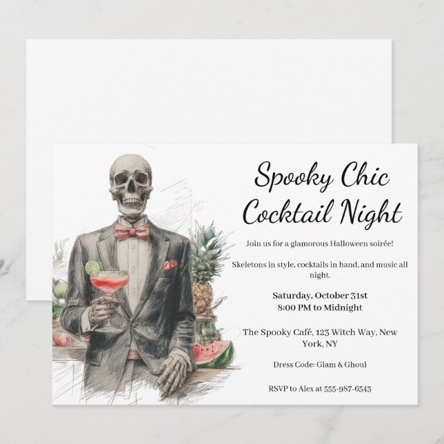 Halloween Cocktail Party | Spooky Chic Night Invitation (Front/Back)