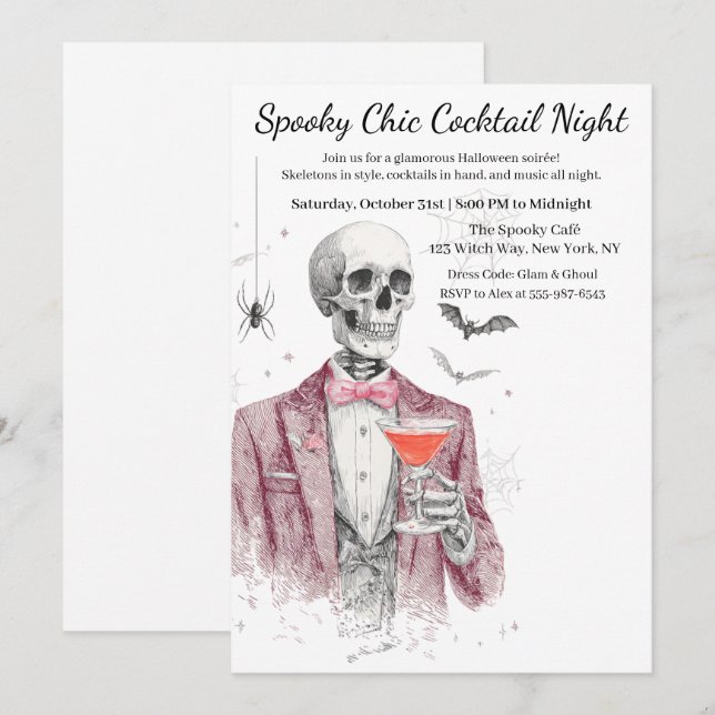 Halloween Cocktail Party | Spooky Chic Night Invitation (Front/Back)
