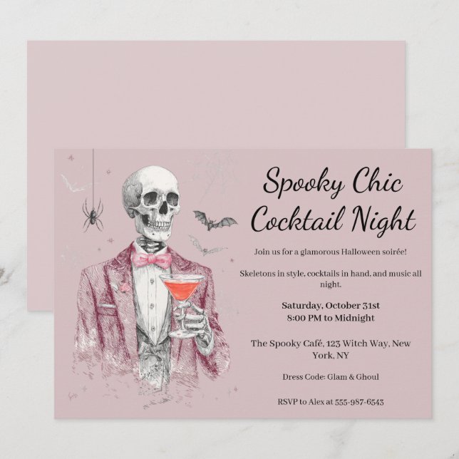 Halloween Cocktail Party | Spooky Chic Night Invitation (Front/Back)