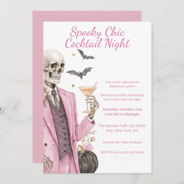 Halloween Cocktail Party | Spooky Chic Night Invitation (Front/Back)