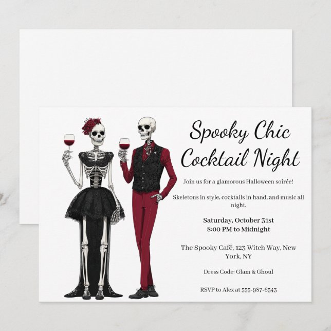 Halloween Cocktail Party | Spooky Chic Night Invitation (Front/Back)