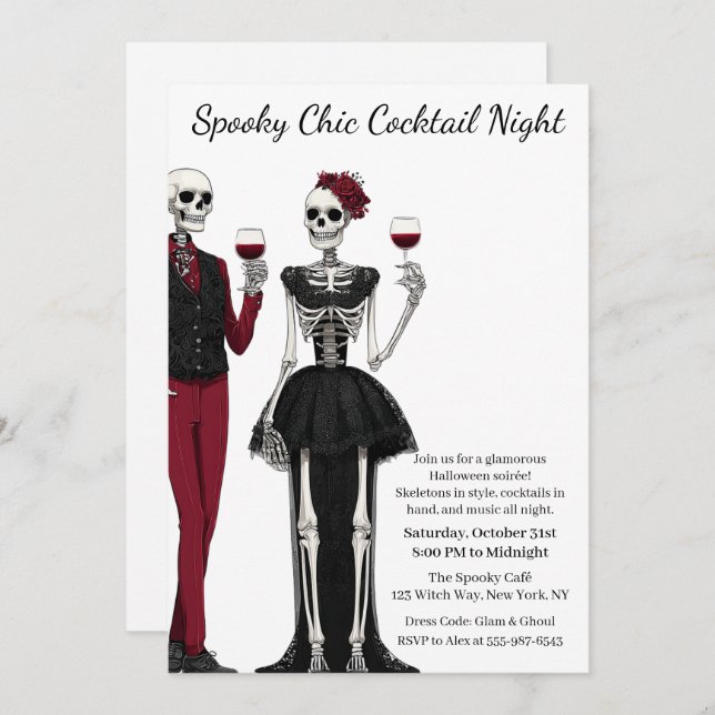 Halloween Cocktail Party | Spooky Chic Night Invitation (Front/Back)