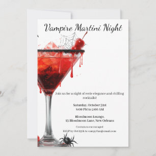 Halloween Cocktail Party   Vampire Martini Invitation