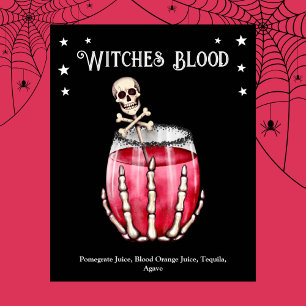 Halloween Cocktail Party Witches Blood Recipe Poster