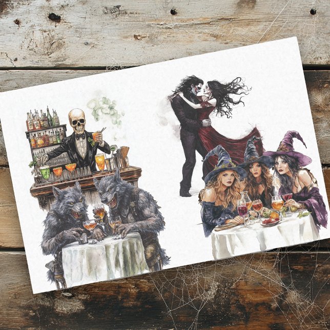 Halloween Cocktail party Witches Watercolor Tissue Paper (Creator Uploaded)