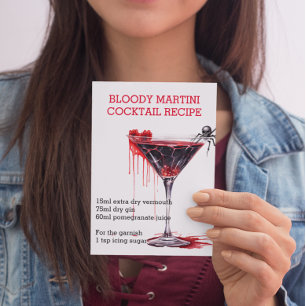 Halloween Cocktail Recipe Bloody Martini Postcard