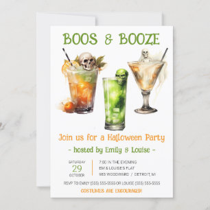 Halloween Cocktails, Boos & Booze Halloween Party Invitation
