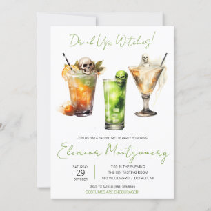 Halloween Cocktails, Drinks, Bachelorette Party Invitation