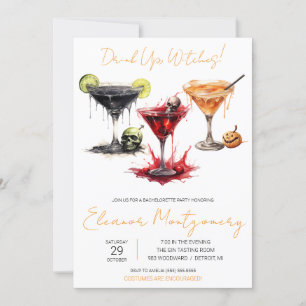 Halloween Cocktails, Drinks, Bachelorette Party Invitation