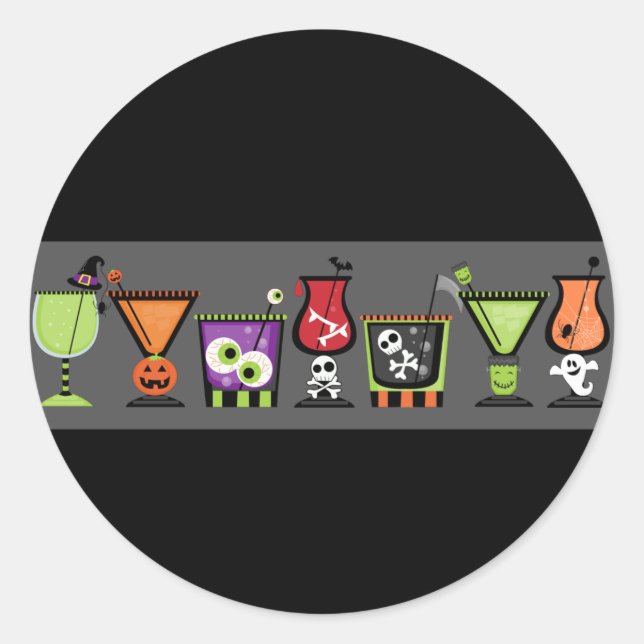 Halloween Cocktails Envelope Seals Stickers (Front)