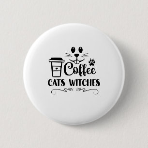 Halloween Coffee Cats Witches Birthday 6 Cm Round Badge
