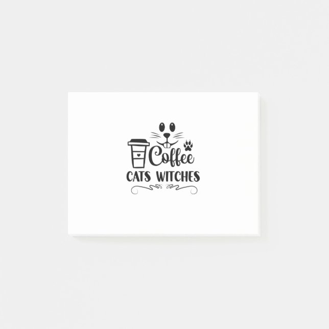 Halloween Coffee Cats Witches Birthday Post-it Notes (Front)