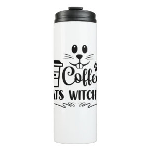 Halloween Coffee Cats Witches Birthday Thermal Tumbler