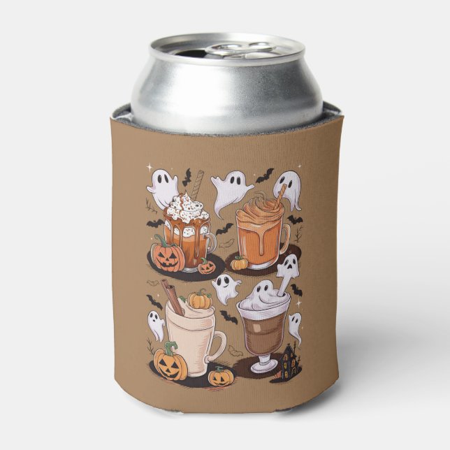 Halloween Coffee Cute Fall Iced Coffee Lover Gift  Can Cooler (Can Front)