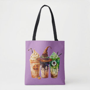 Halloween Coffee Drink Watercolor Trio Tote Bag