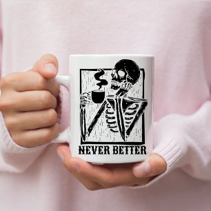 Halloween coffee drinking skeleton skull Funny Coffee Mug