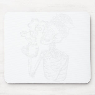 Halloween Coffee Drinking Skeleton Teacher Lazy Di Mouse Pad