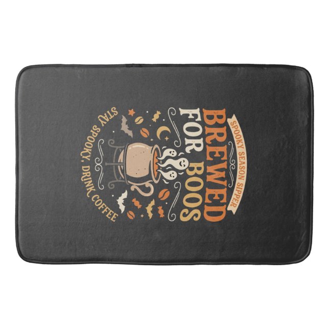 Halloween Coffee Ghost Celebration Bath Mat (Front)