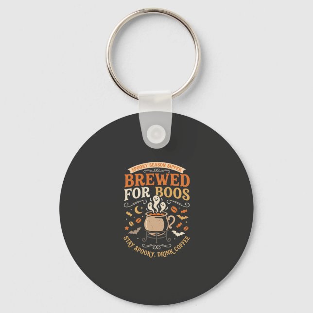 Halloween Coffee Ghost Celebration Key Ring (Front)