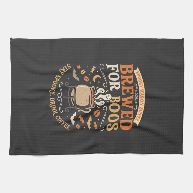 Halloween Coffee Ghost Celebration Tea Towel (Horizontal)