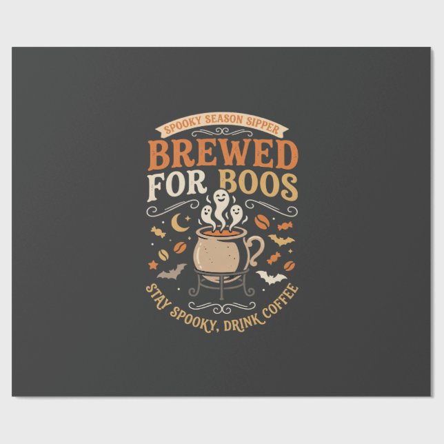 Halloween Coffee Ghost Celebration Wrapping Paper (Flat)