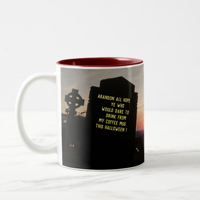 Halloween Coffee Mug Haunted Graveyard. (Left)