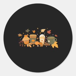 Halloween Coffee Pumpkin Latte Spice Coffee Love F Classic Round Sticker