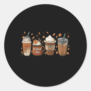 Halloween Coffee Pumpkin Latte Spice Coffee Love F Classic Round Sticker