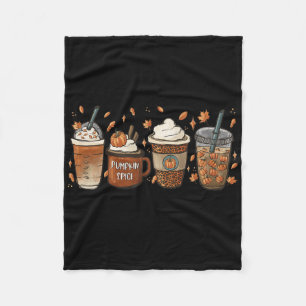 Halloween Coffee Pumpkin Latte Spice Coffee Love F Fleece Blanket