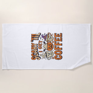 Halloween Coffee Scary Until Coffee Vintage Shirt_ Beach Towel