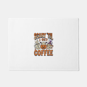 Halloween Coffee Scary Until Coffee Vintage Shirt_ Doormat