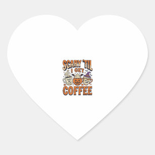 Halloween Coffee Scary Until Coffee Vintage Shirt_ Heart Sticker