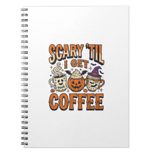 Halloween Coffee Scary Until Coffee Vintage Shirt_ Notebook