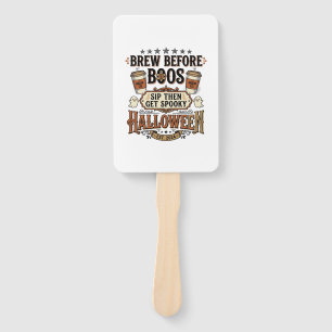 Halloween Coffee Shirt Brew Before Boos Vintage De Hand Fan