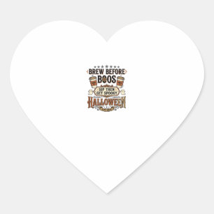 Halloween Coffee Shirt Brew Before Boos Vintage De Heart Sticker