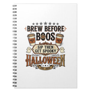 Halloween Coffee Shirt Brew Before Boos Vintage De Notebook