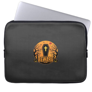 Halloween Coffin Beware Pumpkin Horror Design_1 Laptop Sleeve