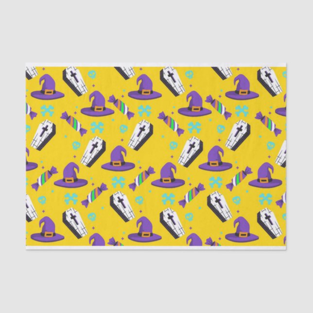  Halloween Coffin , Candy , Witch Decoupage Print Tissue Paper (Front)