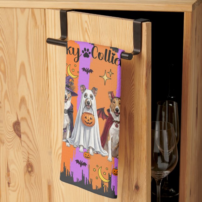 Halloween Collies Tea Towel (Thirds Fold)
