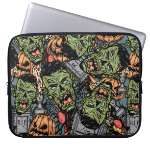 Halloween colourful elements seamless pattern with laptop sleeve