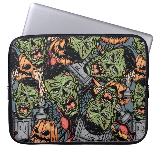 Halloween colourful elements seamless pattern with laptop sleeve (Front)