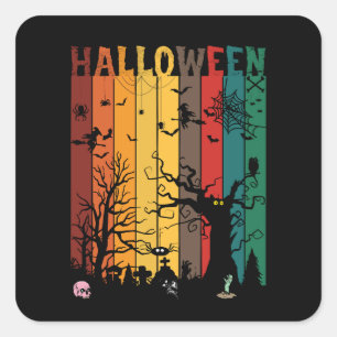 Halloween Colourful Night Square Sticker