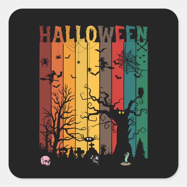 Halloween Colourful Night Square Sticker (Front)