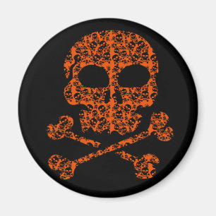 Halloween Colours! Orange and Black Skulls Magnet