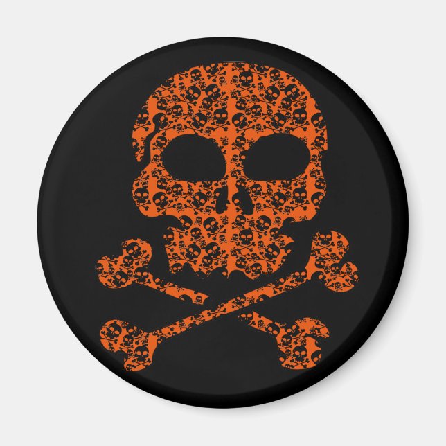 Halloween Colours!  Orange and Black Skulls Magnet (Front)