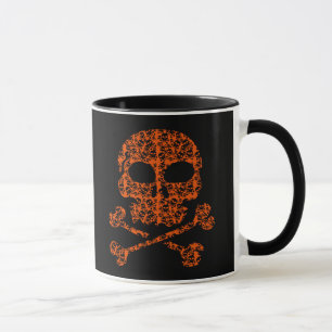 Halloween Colours!  Orange and Black Skulls Mug