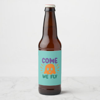 Halloween Come We Fly Beer Bottle Label