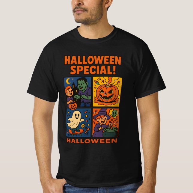 Halloween Comic Vintage Unisex Male Female T-Shirt (Front)